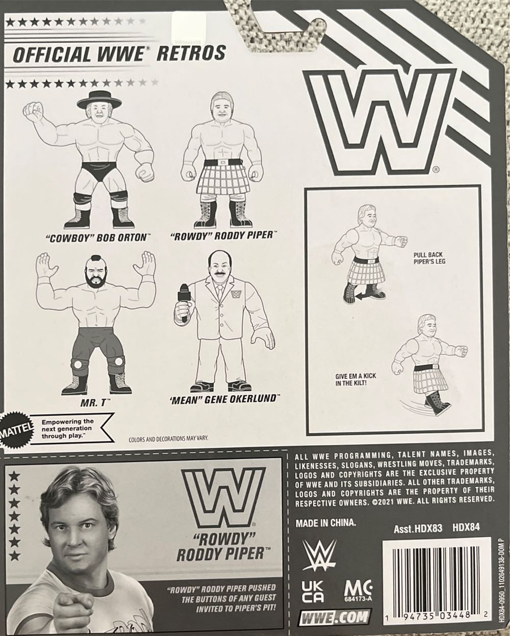 Rowdy Roddy Piper Mattel Retro  (WWE Retro) action figure collectible [Barcode 194735034482] - Main Image 2