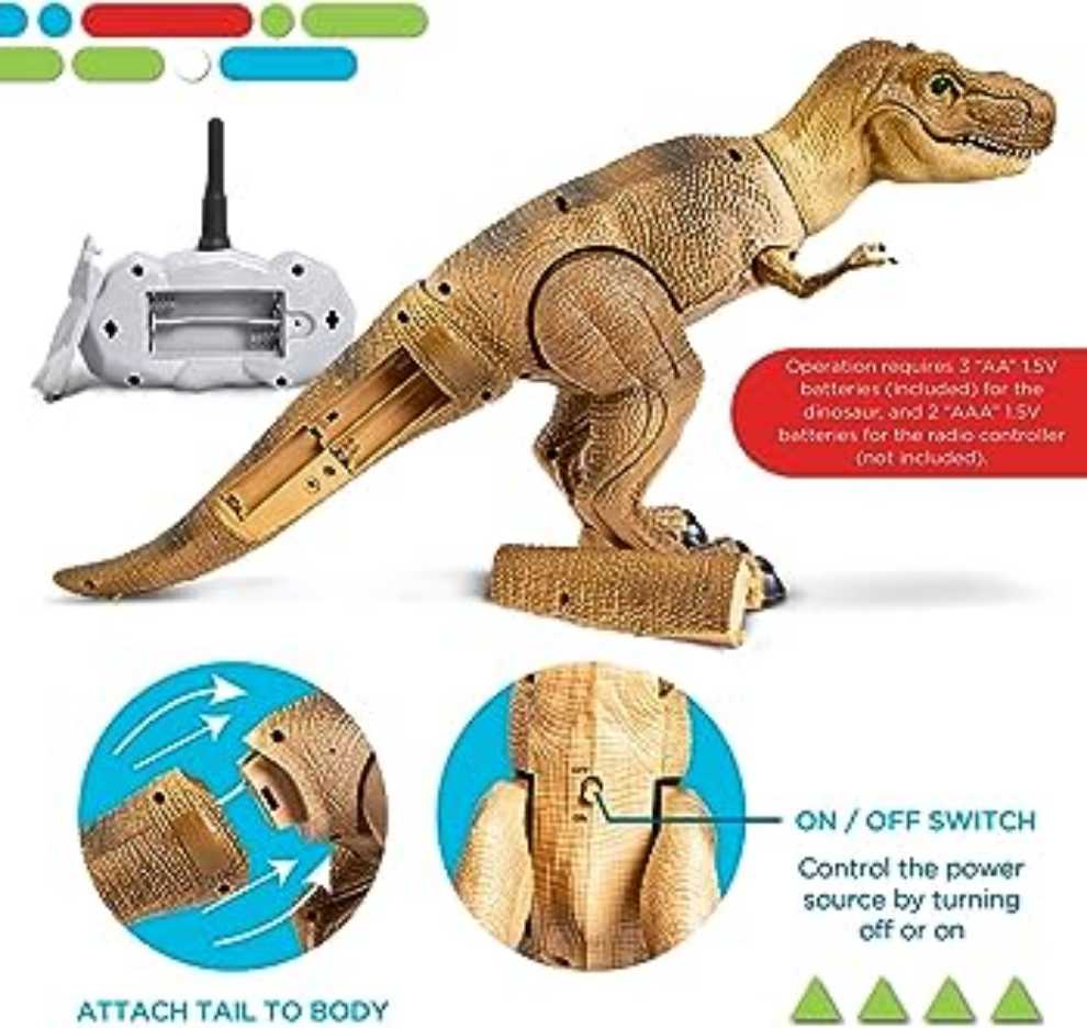 Animated Remote Control Rc Dinosaur The Black Series Rex  action figure collectible [Barcode 843479102666] - Main Image 3