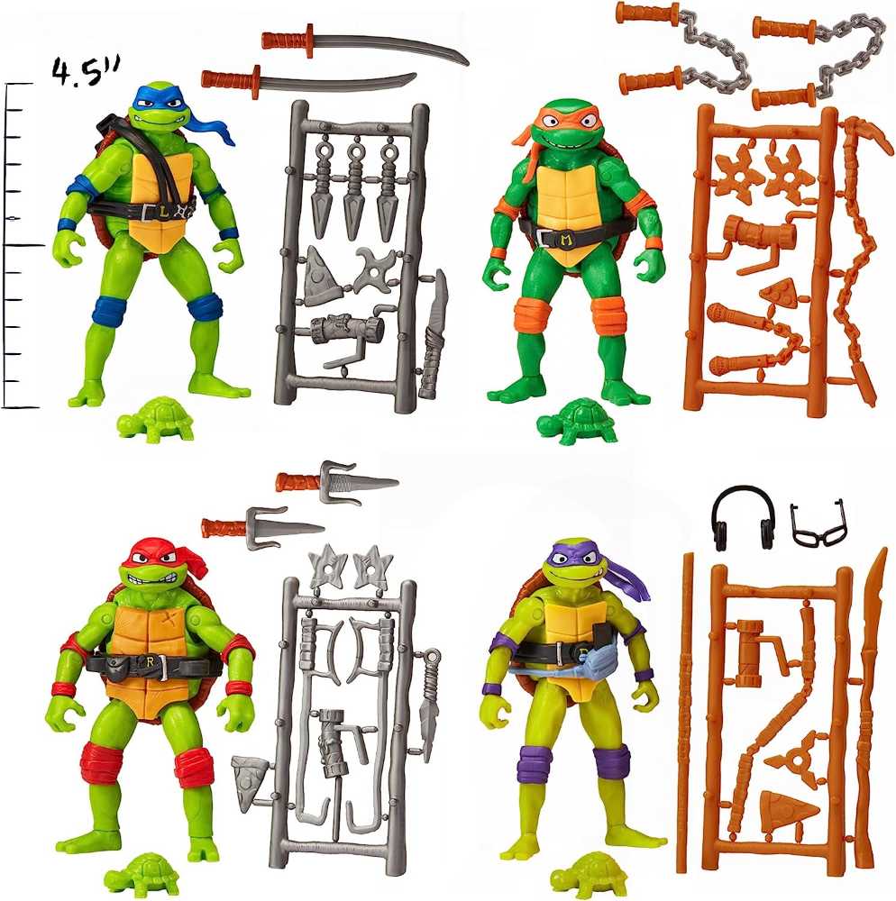 TMNT - Mutant Mayhem Movie 4 Pack - Playmates Toys (Teenage Mutant Ninja Turtles) action figure collectible [Barcode 043377833413] - Main Image 2