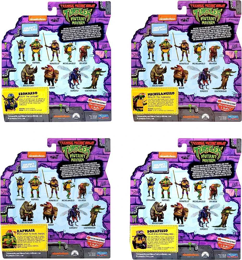 TMNT - Mutant Mayhem Movie 4 Pack - Playmates Toys (Teenage Mutant Ninja Turtles) action figure collectible [Barcode 043377833413] - Main Image 4