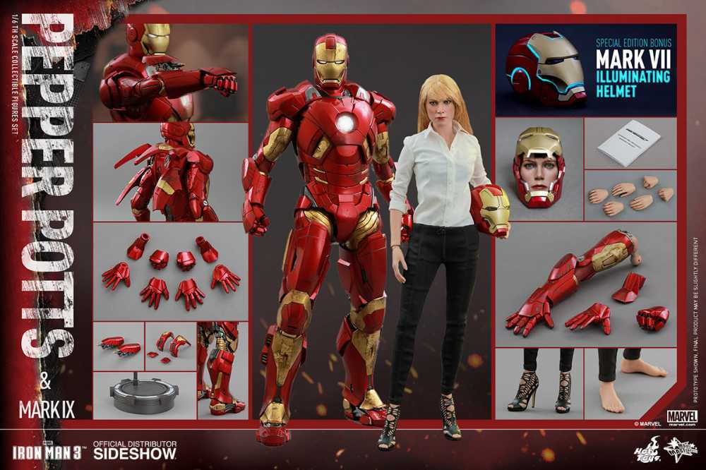 Iron Man 3 - Hot Toys (Iron Man Mark IX & Pepper Potts) action figure collectible - Main Image 2