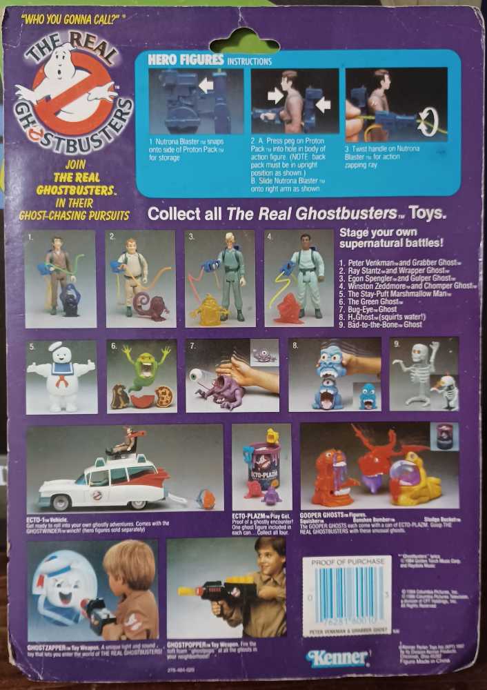 The Real Ghostbusters - Peter Venkman and Grabber Ghost - Kenner (The Real Ghostbusters) action figure collectible [Barcode 076281800103] - Main Image 2