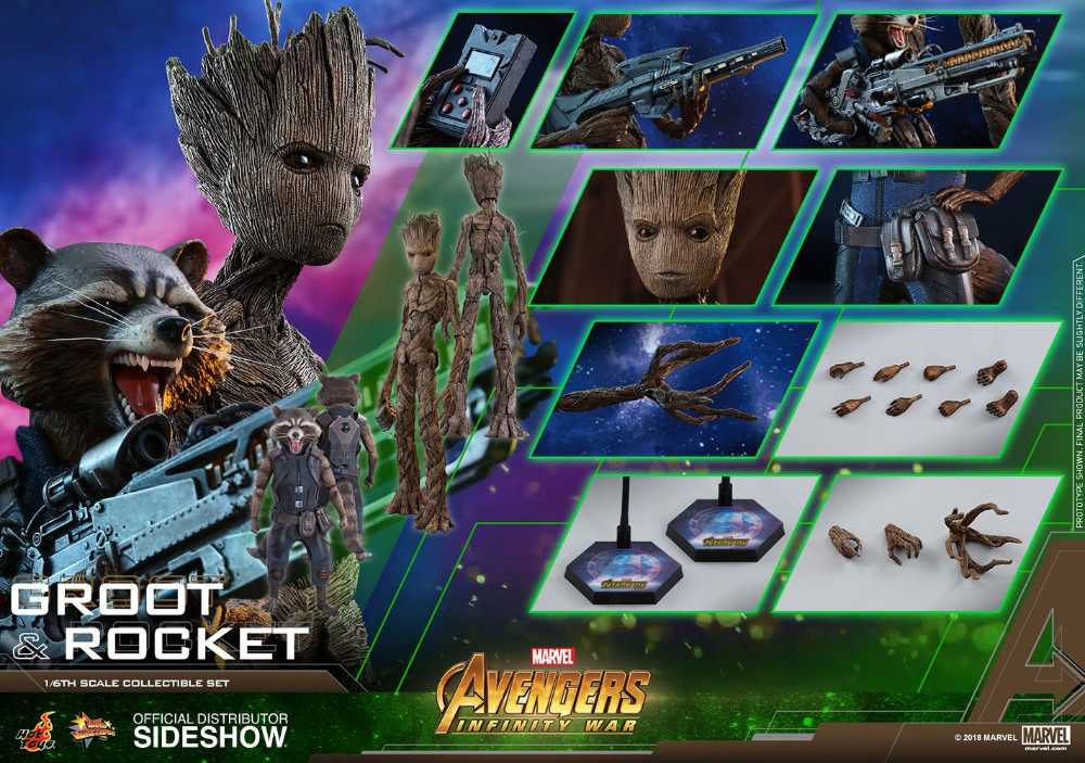 Avengers: Infinity War - Hot Toys (Groot & Rocket) action figure collectible - Main Image 2