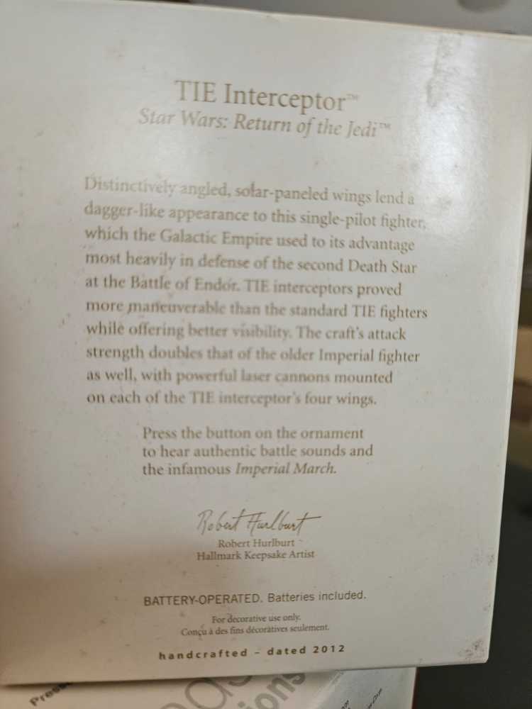 The Interceptor - Hallmark Keepsake Ornaments (Star War: Return of the Jedi) action figure collectible [Barcode 795902257279] - Main Image 3