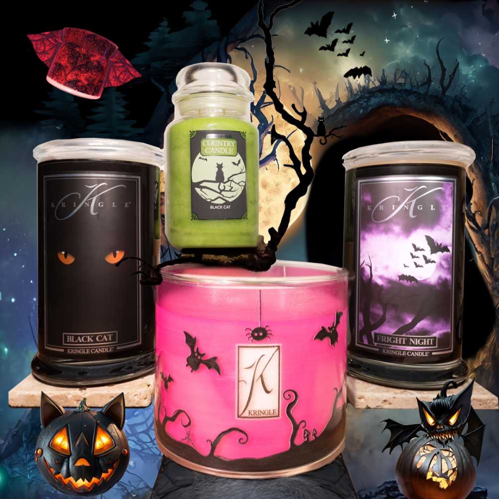 CANDLE: Halloween Kringle 3 Wick Black Cats & Bats 2023 - Kringle Candle (Halloween Candles) action figure collectible [Barcode 846853084831] - Main Image 4