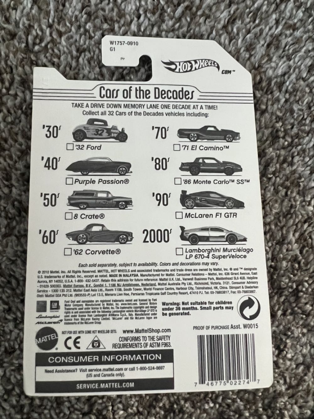 Corvette ‘62 - Mattel (Hotwheels The 60s Cars Of The Decades) action figure collectible - Main Image 2