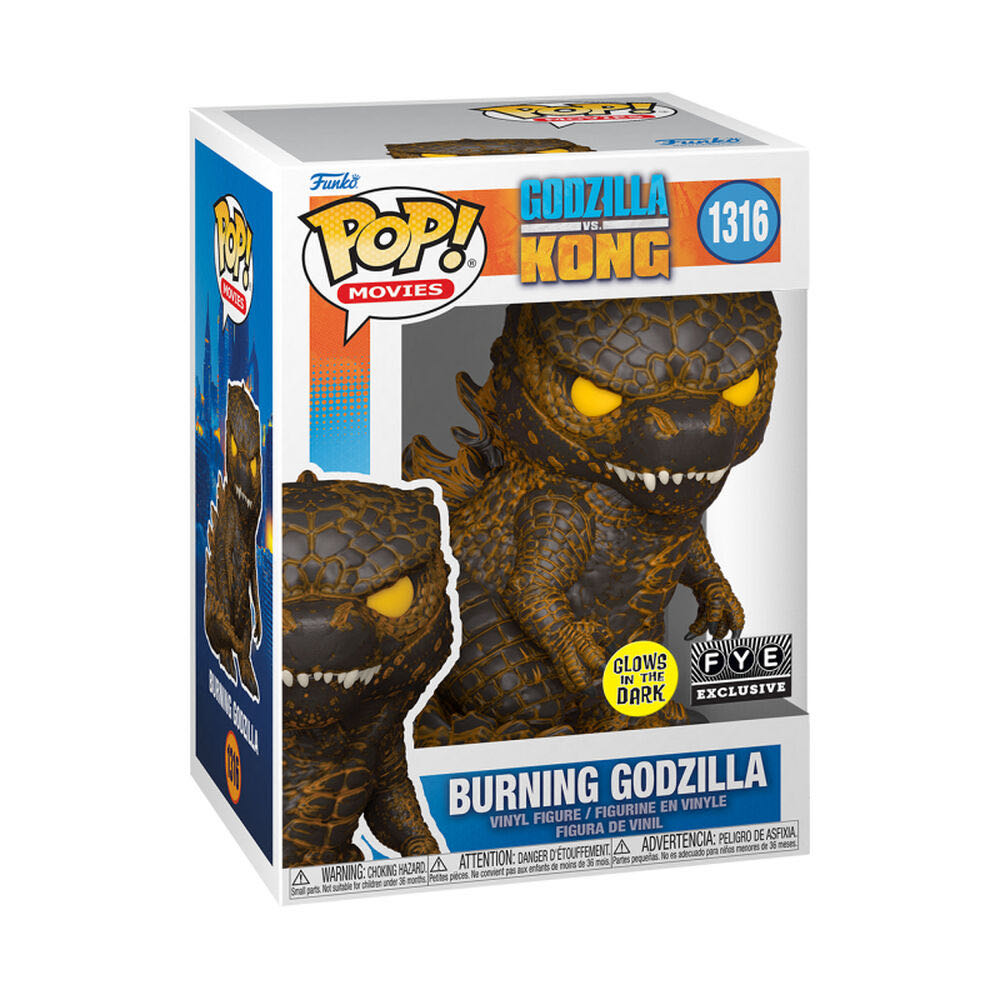 Godzilla Vs Kong # 1316 : Pop! Movies Burning Godzilla Glow-in-the-dark FYE Exclusive - Funko Pop Movies (Godzilla) action figure collectible [Barcode 889698682381] - Main Image 2