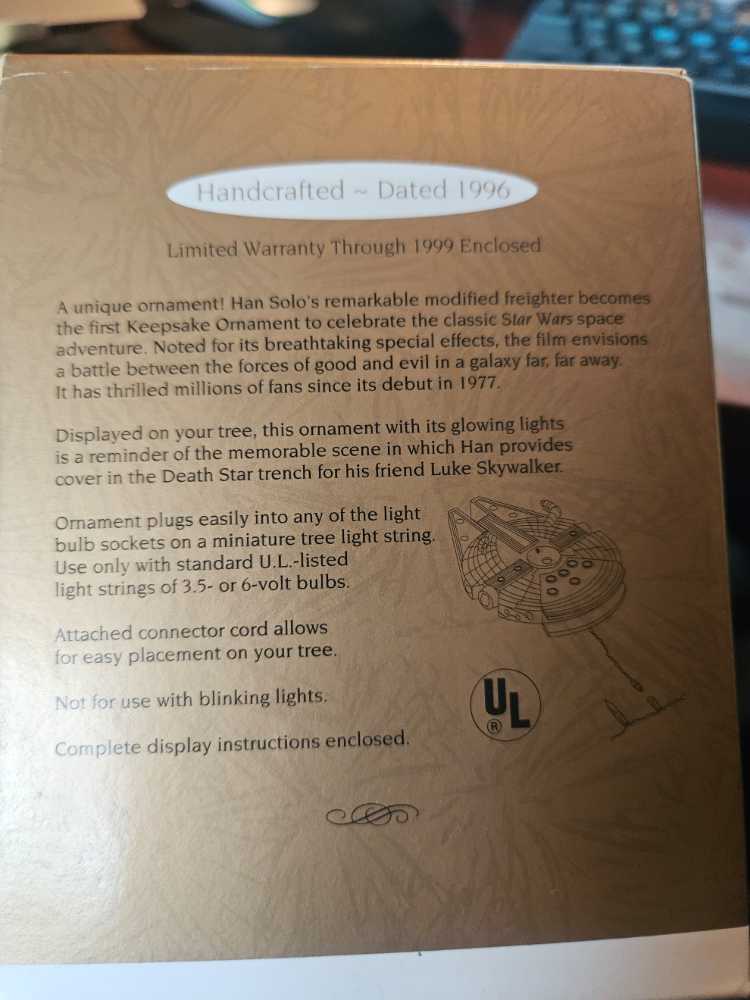 Hallmark Star Wars Millennium Falcon Keepsake Ornament - Hallmark Keepsake Ornaments action figure collectible [Barcode 015012280159] - Main Image 3