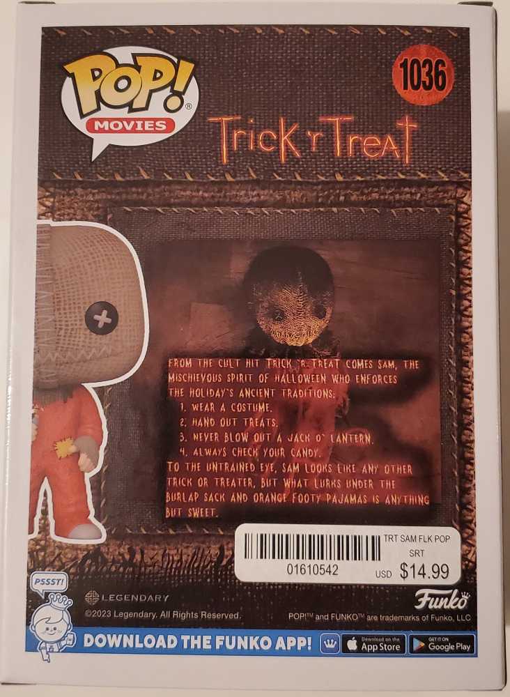 Funko - (1036) Sam (Flocked) [Spirit Exclusive] - Funko Pop Movies (Trick r Treat) action figure collectible [Barcode 889698738361] - Main Image 4