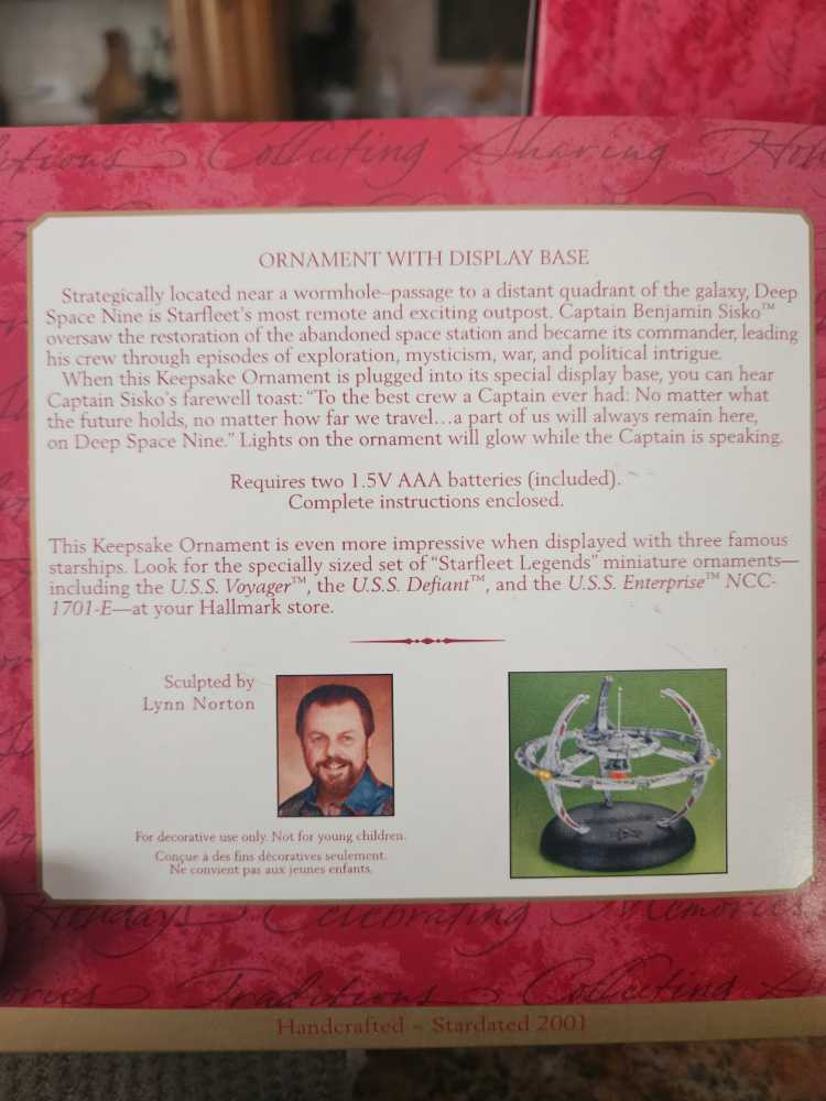 9 Ds9 Sound Lights New Hallmark Space 9 Ornament Keepsake Ornament Star Trek Space Nine Ornament Base Deep Station Nib - Hallmark Keepsake Ornaments (Star Trek - Deep Space Nine) action figure collectible [Barcode 015012626445] - Main Image 2