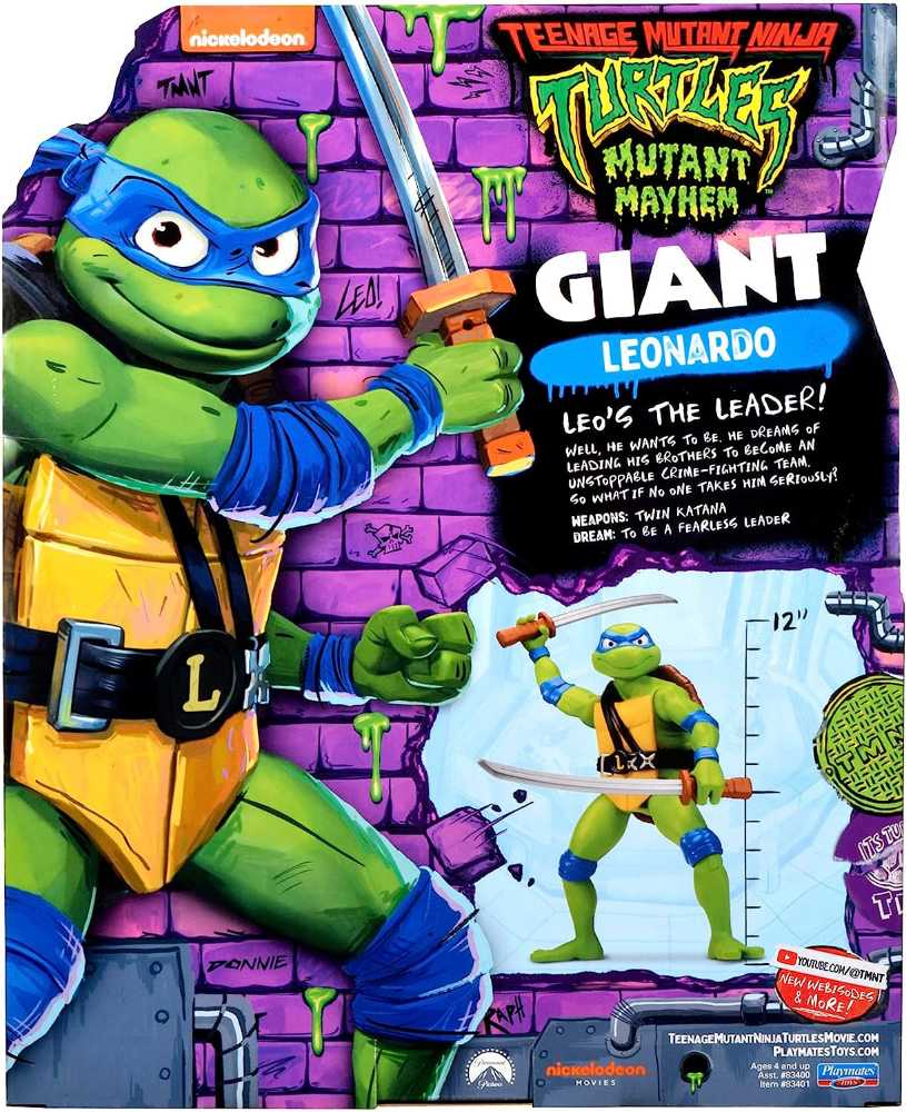Playmates Teenage Mutant Ninja Turtles: Mutant Mayhem Giant Leonardo  - Playmates (Teenage Mutant Ninja Turtles Mutant Mayhem) action figure collectible [Barcode 043377834014] - Main Image 4