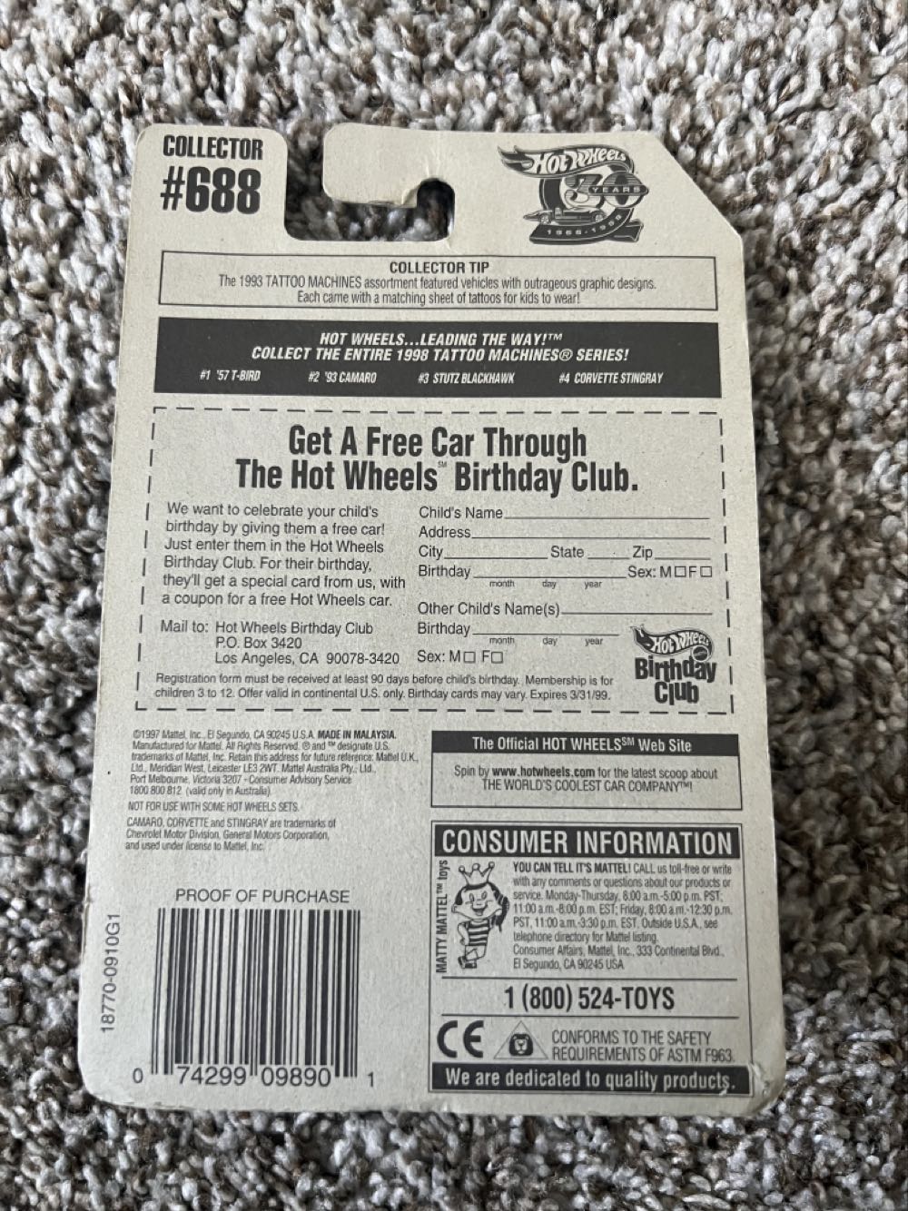 Corvette Stingray (#688) - Mattel (Hotwheels Tattoo Machines Series) action figure collectible - Main Image 2
