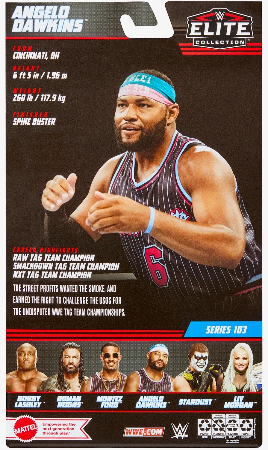 WWE Elite Angelo Dawkins - Mattel (WWE Elite Series 103) action figure collectible [Barcode 194735105441] - Main Image 2