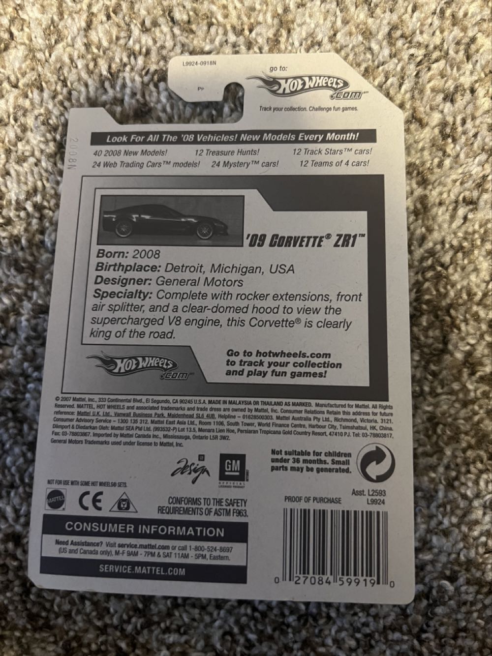 Corvette ‘09 ZR1 - Mattel (Hotwheels 2008 New Models) action figure collectible - Main Image 2