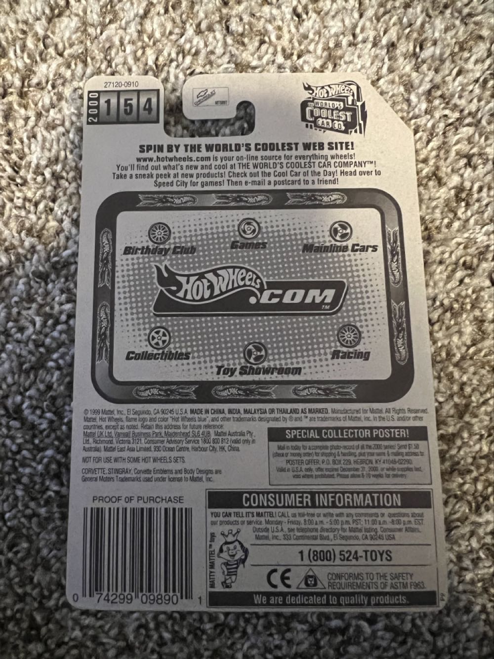 Corvette Stingray (#154) - Mattel (Hotwheels 1999) action figure collectible - Main Image 2