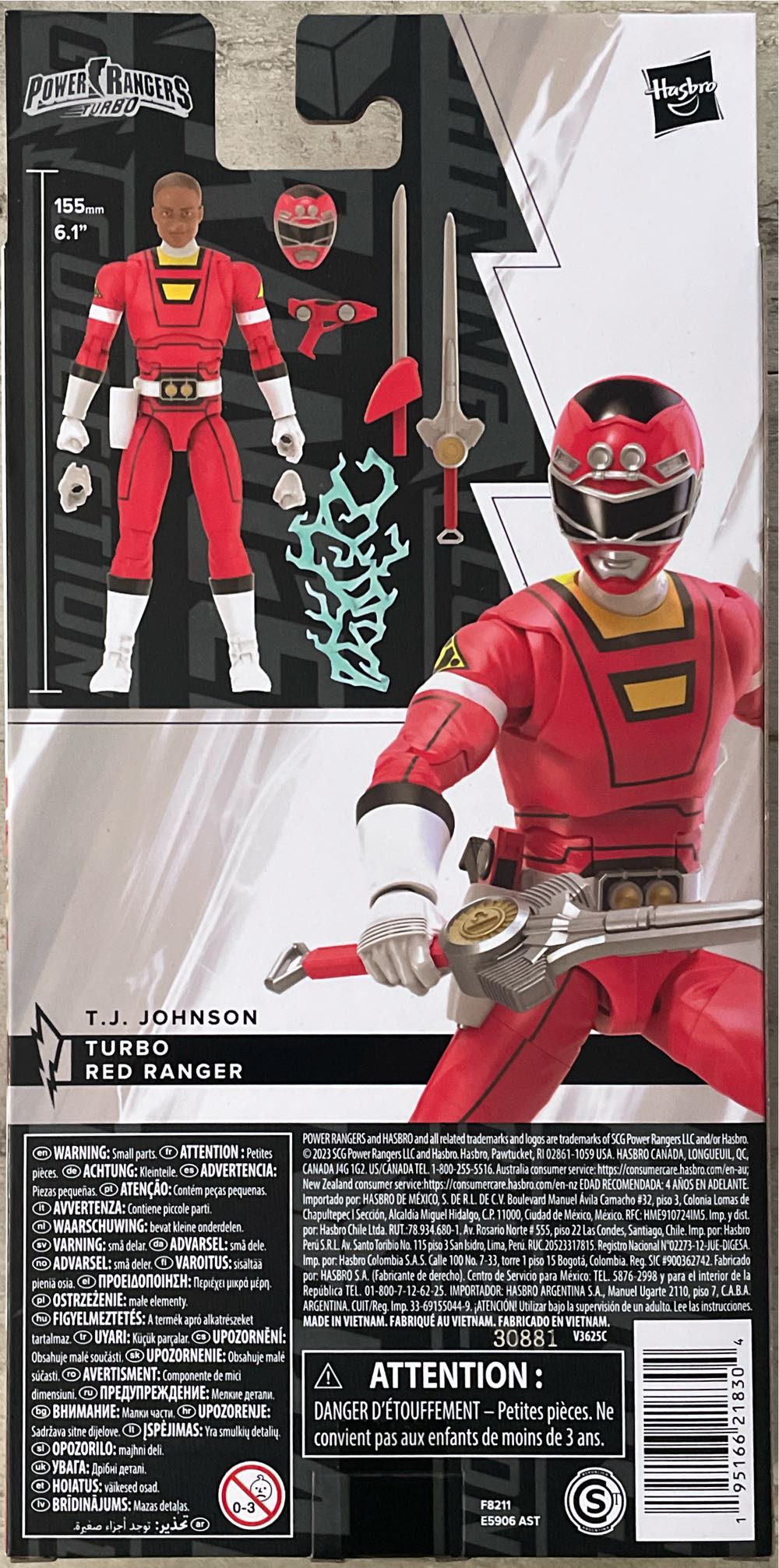 Turbo Red Ranger (T. J. Johnson) - Hasbro (PR Turbo) action figure collectible [Barcode 195166218304] - Main Image 2