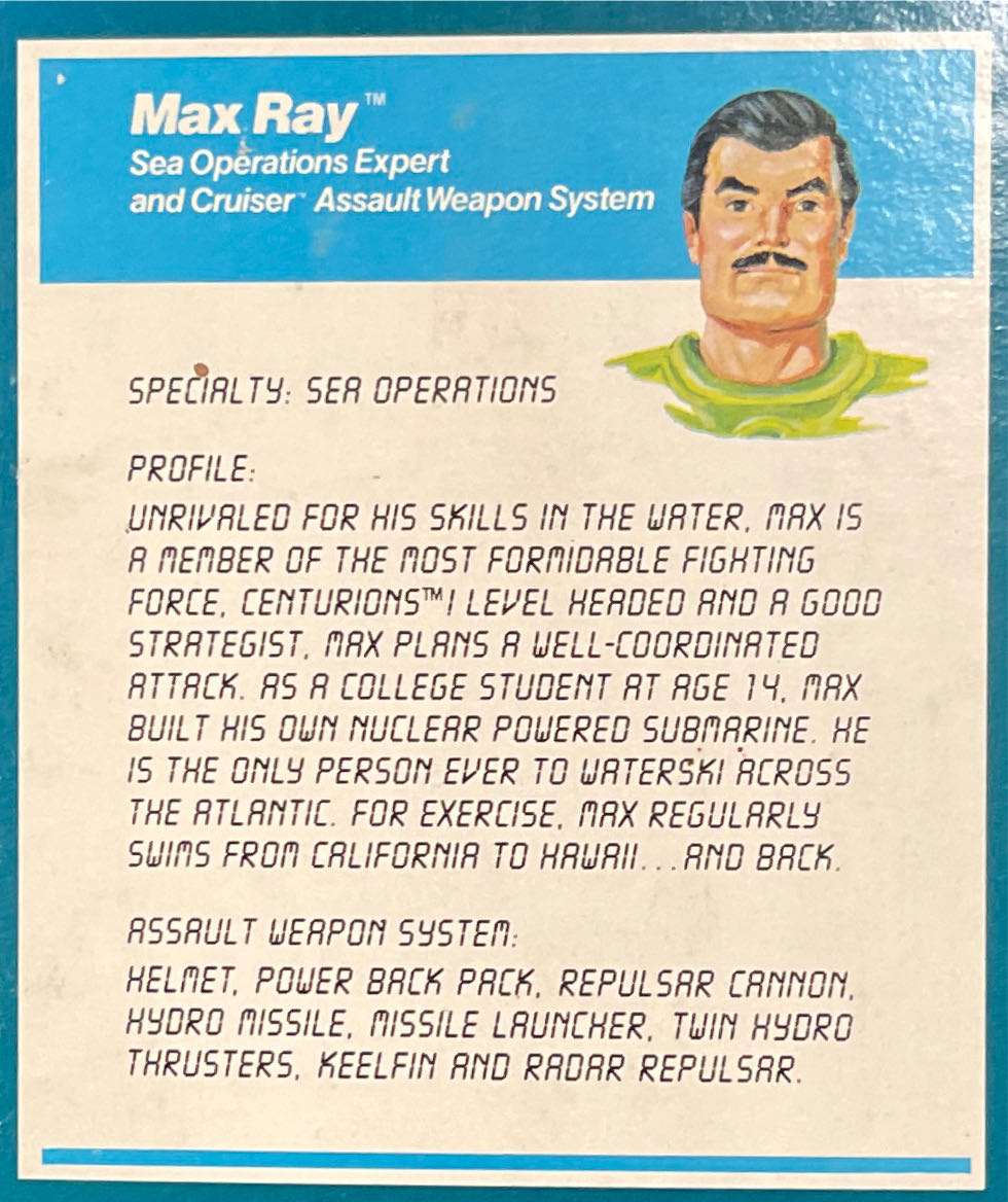 Vintage Kenner Centurions Max Ray 7.5” Only Green Rare  action figure collectible [Barcode 076281170305] - Main Image 2