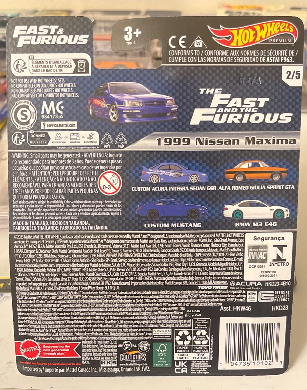 Hot Wheels Nissan Maxima Hkd23 - Hot Wheel / Mattel (Fast & Furious) action figure collectible [Barcode 194735101023] - Main Image 3