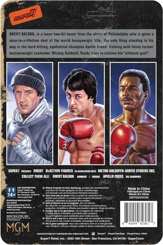 Super7 Rocky Reaction Wave 2 Rocky I Apollo Creed Boxing  (Rocky) action figure collectible [Barcode 840049823617] - Main Image 4