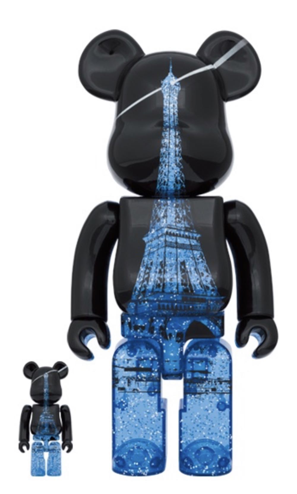 Bearbrick 400% & 100% Eiffel Tower Sparkling Blue - MEDICOM TOY action figure collectible - Main Image 1