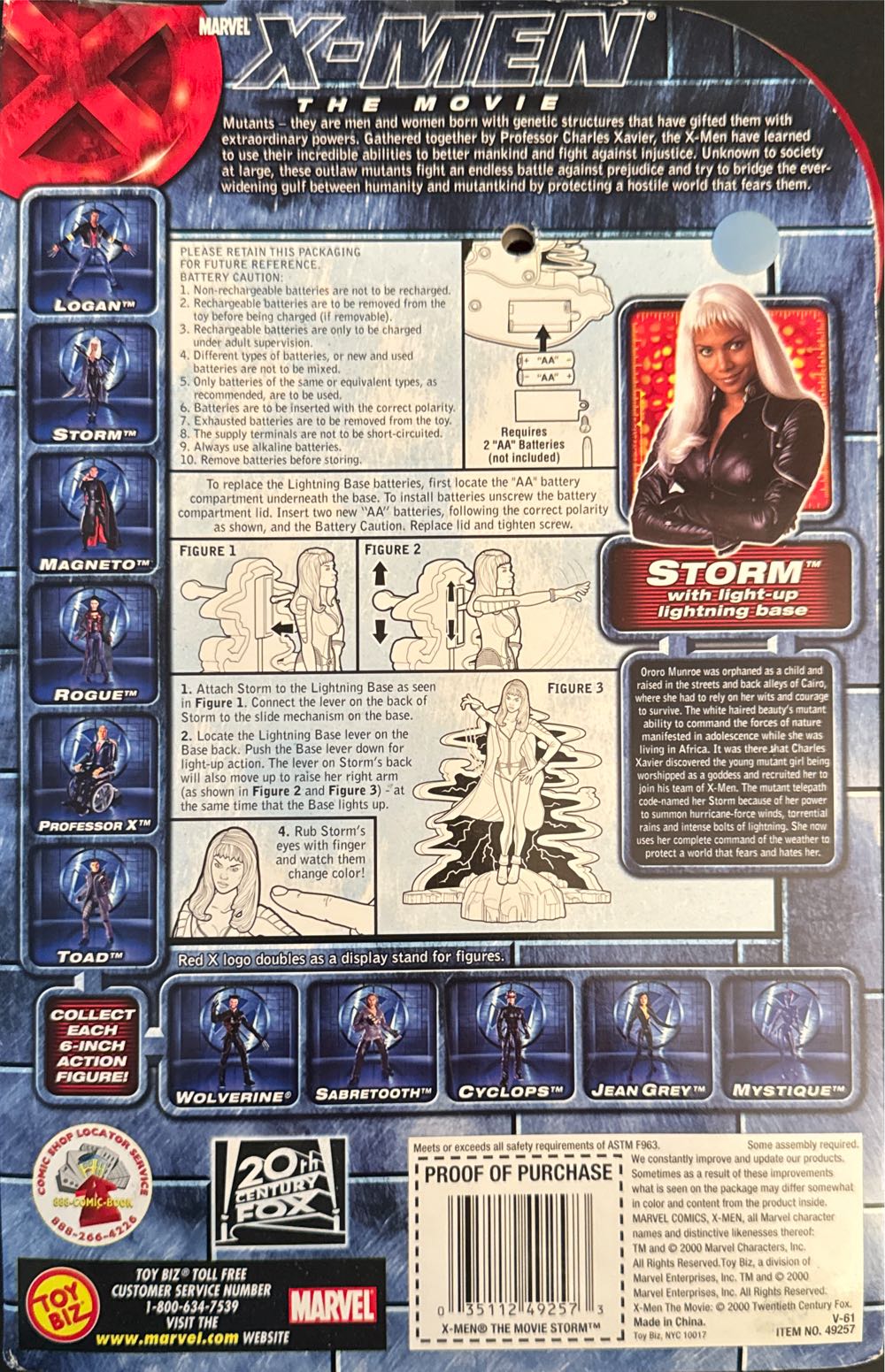 Marvel Storm - X-men: The Movie Toy Biz - Toy Biz (X-men The Movie) action figure collectible [Barcode 035112492573] - Main Image 2