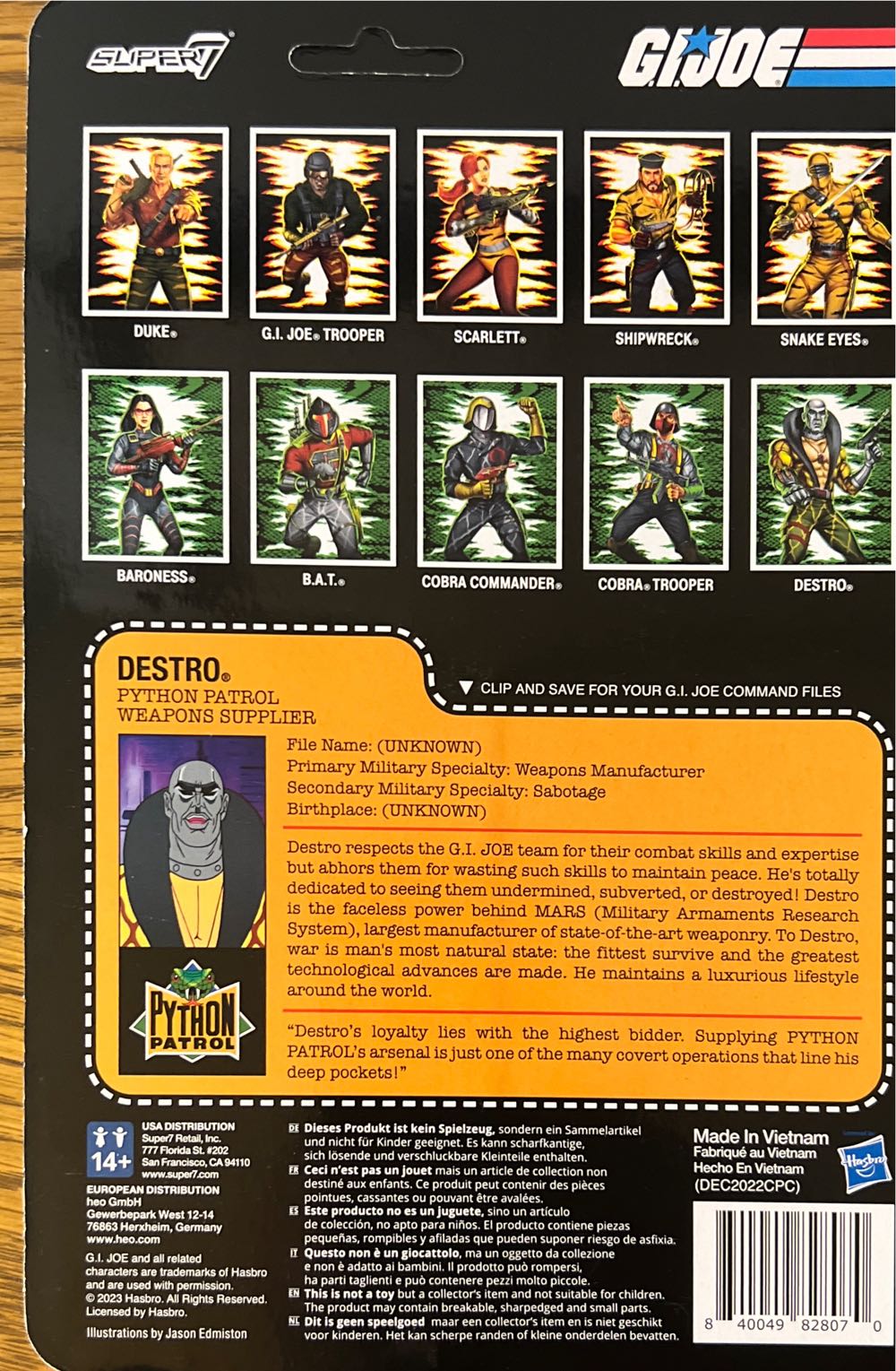 GI Joe Super 7 ReAction #63: Destro (Python Patrol) - Super7 (G.I. Joe ReAction) action figure collectible [Barcode 840049828070] - Main Image 2
