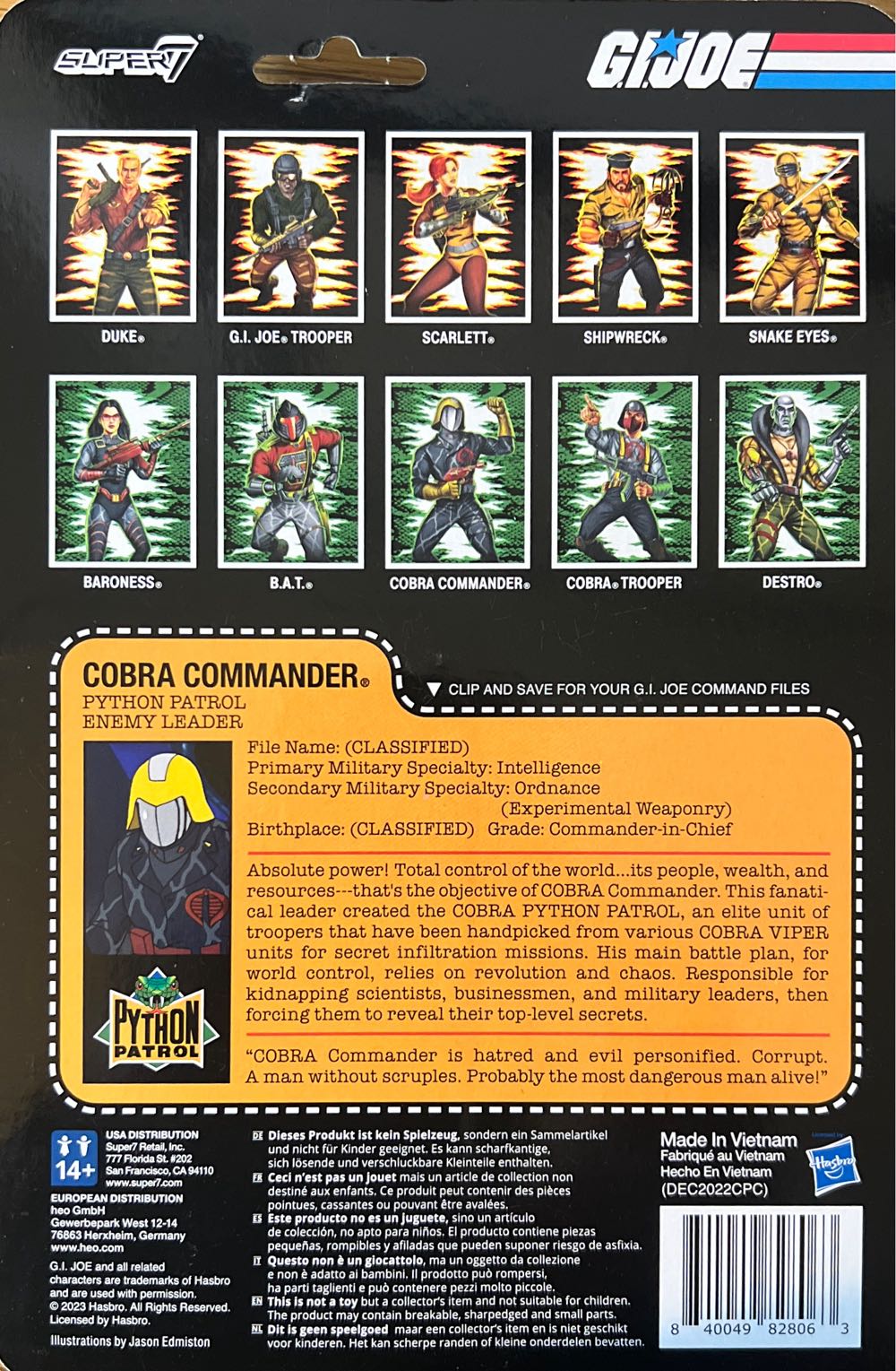 GI Joe Super 7 ReAction #62: Cobra Commander (Python Patrol) - Super7 (G.I. Joe ReAction) action figure collectible [Barcode 840049828063] - Main Image 2