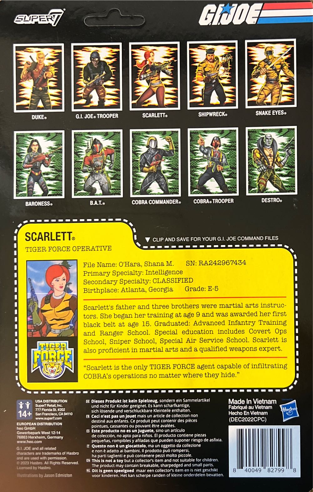 GI Joe Super 7 ReAction #109: Scarlett (Tiger Force) - Super7 (G.I. Joe ReAction) action figure collectible [Barcode 840049827998] - Main Image 2
