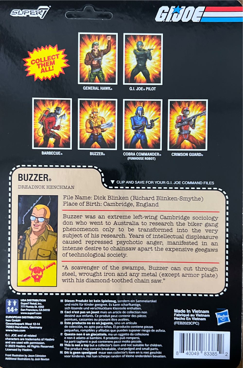 ReAction : Buzzer - Super7 (G.I. Joe) action figure collectible [Barcode 840049833852] - Main Image 2
