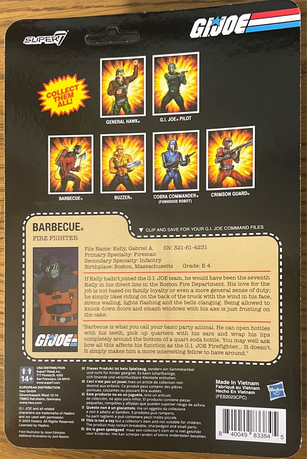 ReAction : Barbecue - Super7 (G.I. Joe) action figure collectible [Barcode 840049833845] - Main Image 2