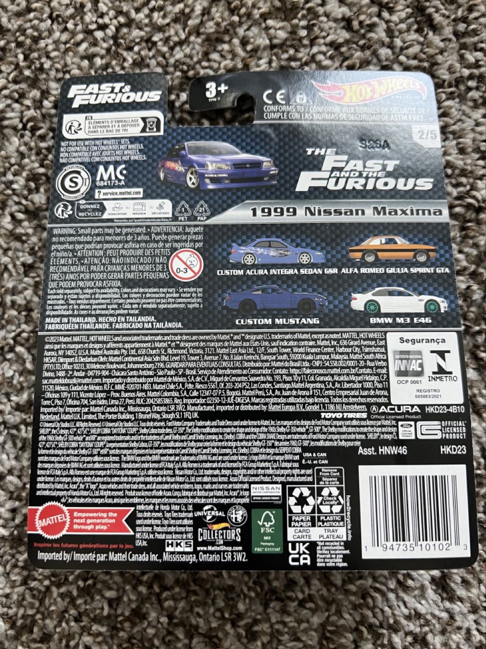 1999 Nissan Maxima - Mattel (Hotwheels Premium Fast & Furious) action figure collectible - Main Image 2