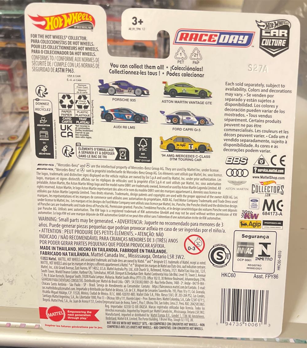 2/5….Hot Wheels Premium Car Culture Race Day Aston Martin Vantage Gte 1:64 Diecast Mode Car - Hot Wheel / Mattel (HW Race Day) action figure collectible [Barcode 194735100613] - Main Image 4