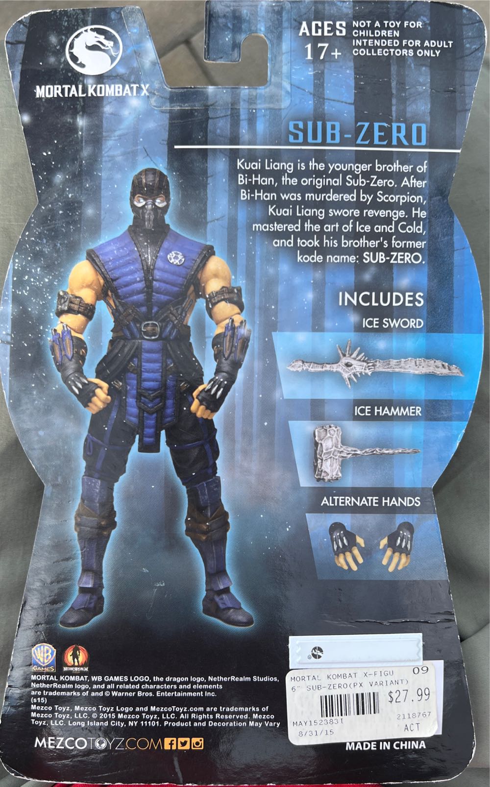 Mezco Mortal Kombat X Sub Zero Figure  action figure collectible [Barcode 696198893557] - Main Image 2