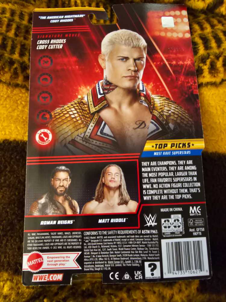 Cody Rhodes - Mattel (WWE Top Picks) action figure collectible [Barcode 194735106219] - Main Image 3