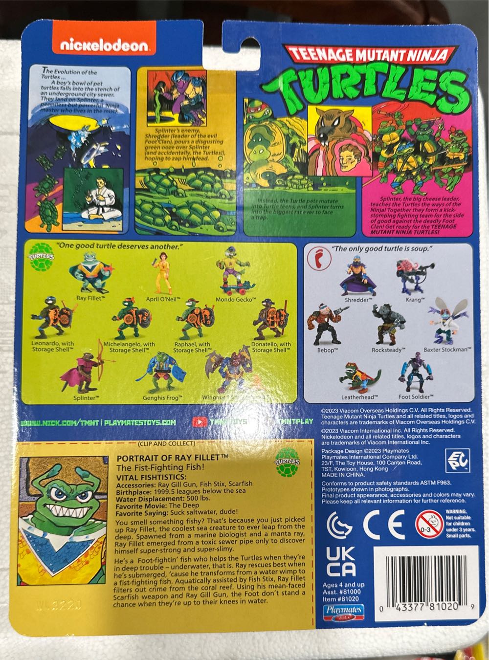 Vintage Repro Tmnt Ray Fillet ’23 New Release Teenage Mutant Ninja Turtles Retro Classic In Hand 4.5” ⭐️ - Playmates Toys (Playmates TMNT) action figure collectible [Barcode 043377810209] - Main Image 2