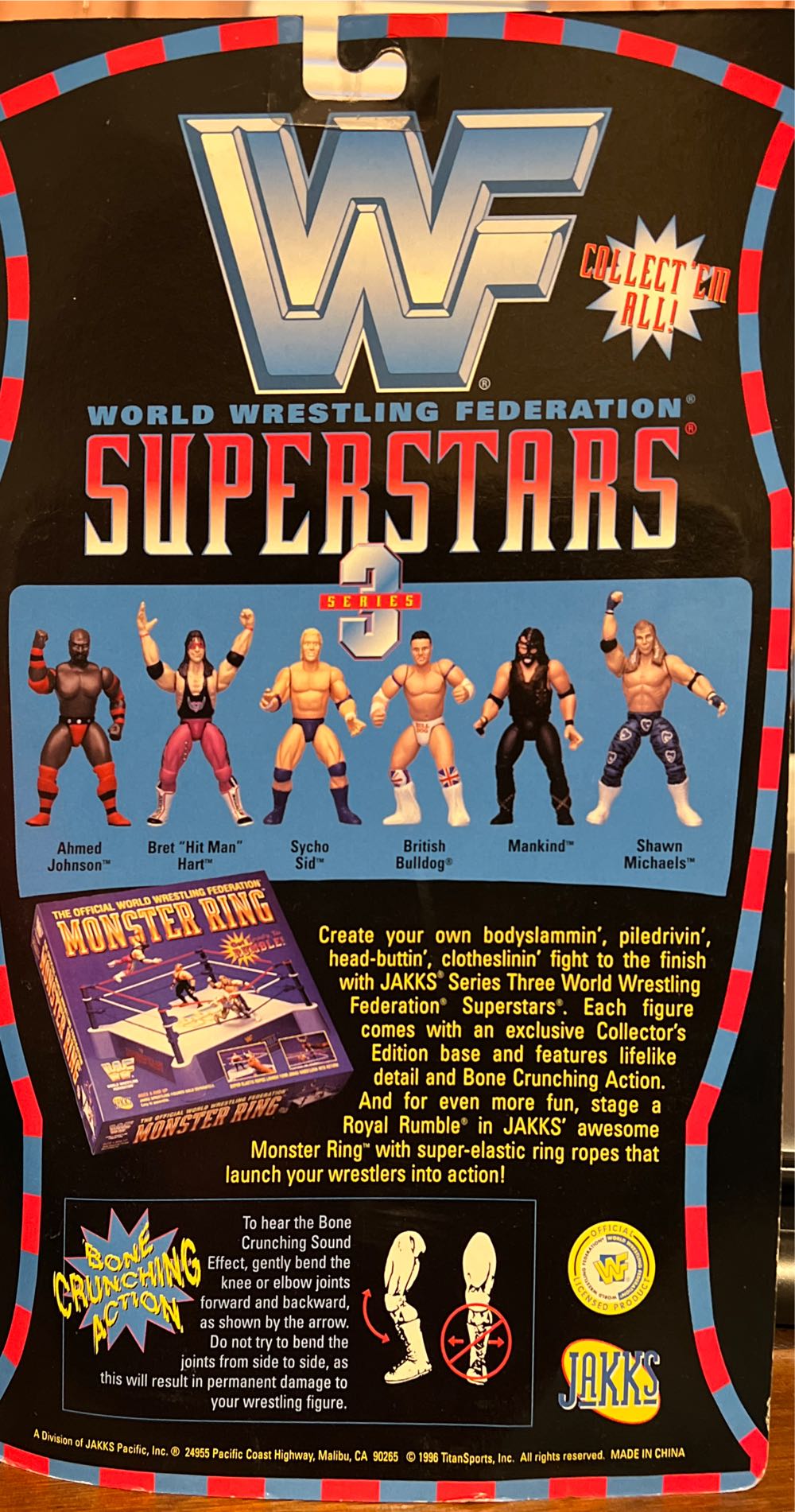 Jakks/WWF: Bret Hit Man Hart - Jakks Pacific / WWE (WWF Super Stars) action figure collectible [Barcode 039897805061] - Main Image 2