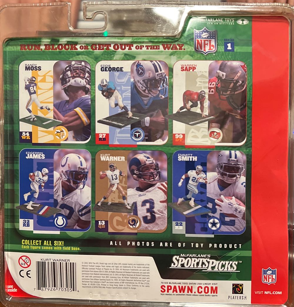 Mcfarlane Toys Nfl Sports Picks Series 1 Action Figure Kurt Warner St. Louis Rams White Jersey Dirty Variant - McFarland Toys (McFarlane Sports Picks) action figure collectible [Barcode 787926703054] - Main Image 3