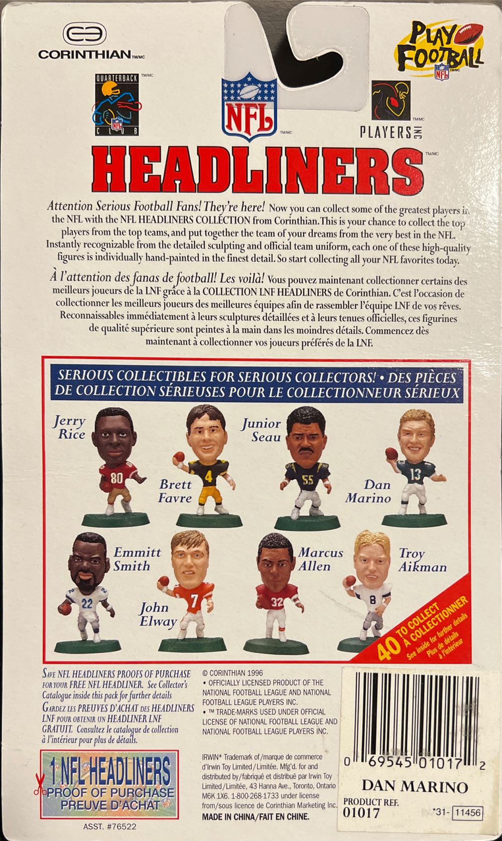 NFL Headliners Dan Marino - Irwin action figure collectible [Barcode 069545010172] - Main Image 3