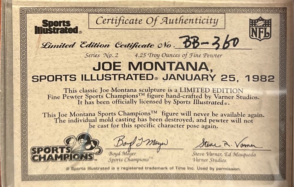 Illustrated Limited Pewter Figure Vintage Sports Illustrated Collection Fine Pewter Joe Montana 49ers Nfl New Champions Nib - Racing Champions (Sports Illustrated Collection) action figure collectible [Barcode 095949112013] - Main Image 3