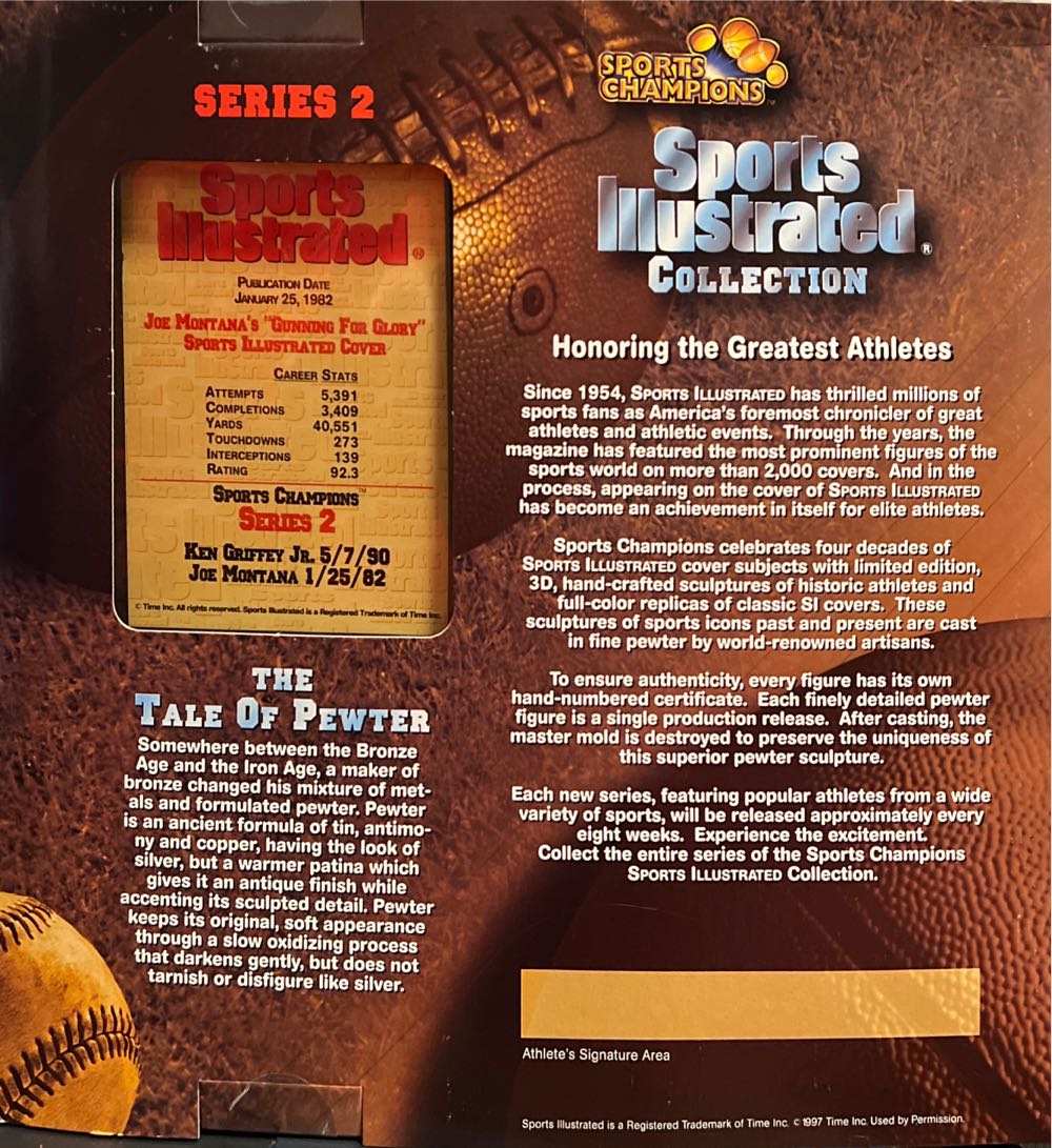 Illustrated Limited Pewter Figure Vintage Sports Illustrated Collection Fine Pewter Joe Montana 49ers Nfl New Champions Nib - Racing Champions (Sports Illustrated Collection) action figure collectible [Barcode 095949112013] - Main Image 4