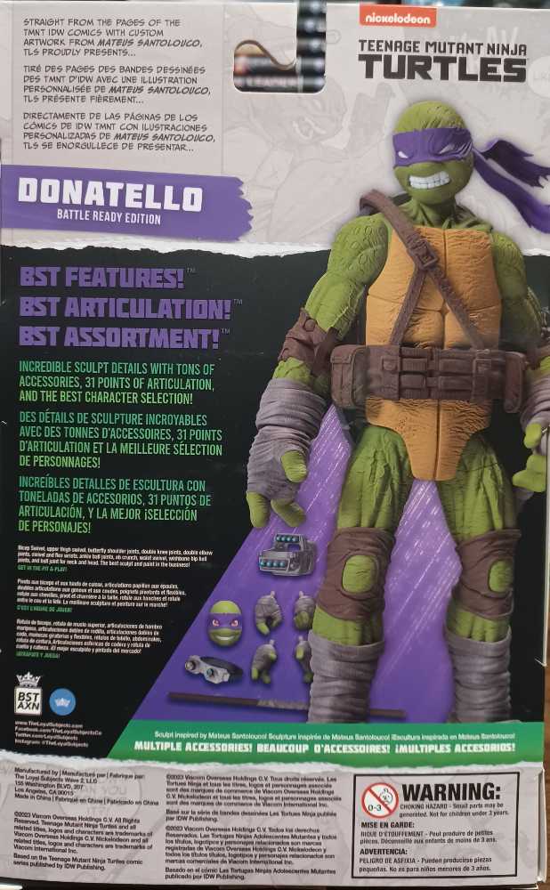 BST AXN Teenage Mutant Ninja Turtles: Donatello-IDW (Battle Ready) - The Loyal Subjects (Teenage Mutant Ninja Turtles) action figure collectible [Barcode 810122580515] - Main Image 2