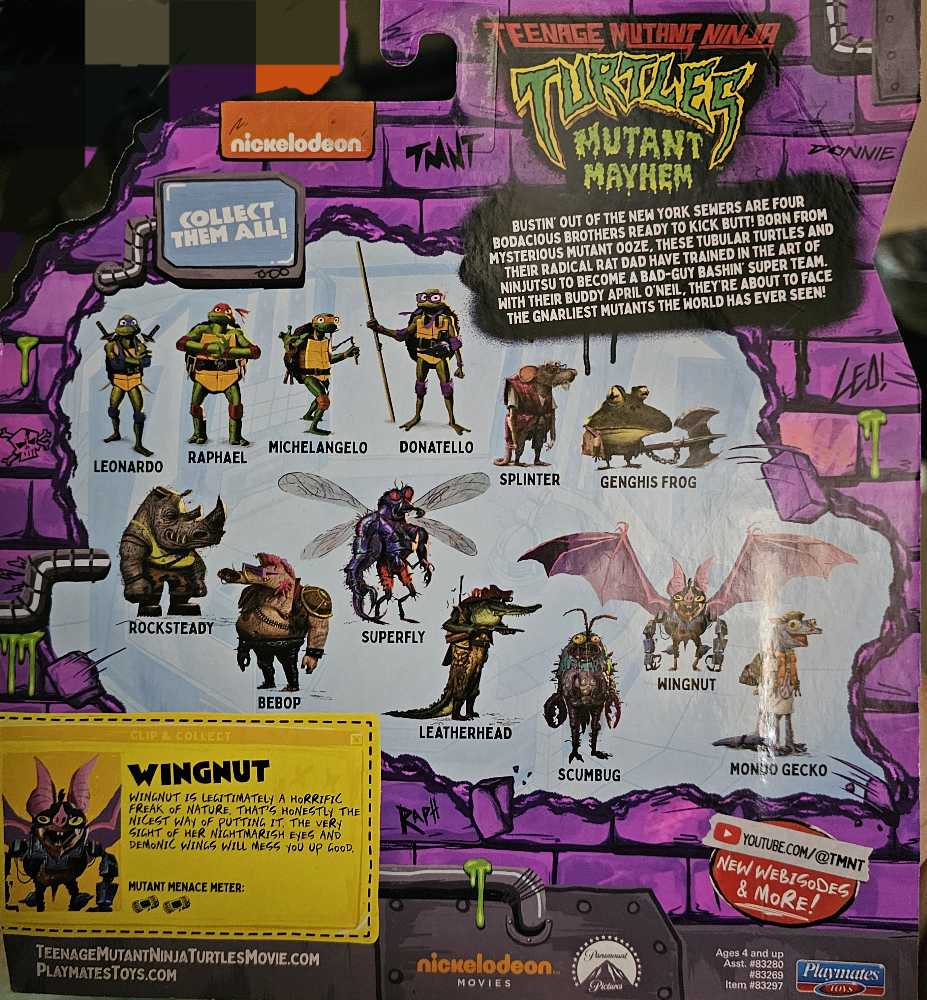 Wingnut - Playmates -Mutant Mayhem (Teenage Mutant Ninja Turtles: Mutant Mayhem) action figure collectible [Barcode 043377832973] - Main Image 2