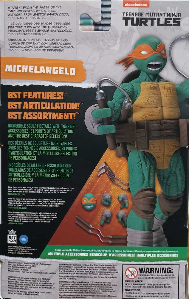 BST AXN - Michelangelo (IDW) - The Loyal Subjects/ BST AXN (Teenage Mutant Ninja Turtles) action figure collectible [Barcode 810122580027] - Main Image 2