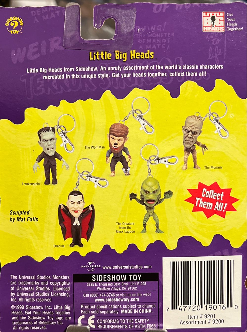 Sideshow - Little Big Heads Monsters Frankenstein Keychain - Sideshow Toy (Universal Studio Monsters) action figure collectible [Barcode 747720190160] - Main Image 2
