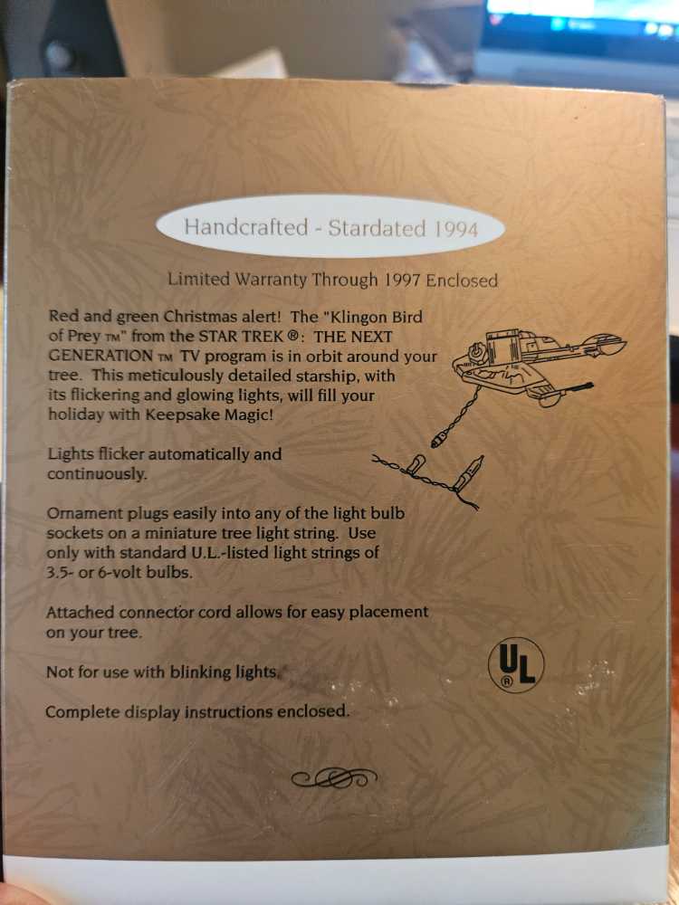 Star Trek Klingon Bird Of Prey Hallmark Ornament - Hallmark Keepsake Ornaments (Magic) action figure collectible [Barcode 015012116175] - Main Image 2