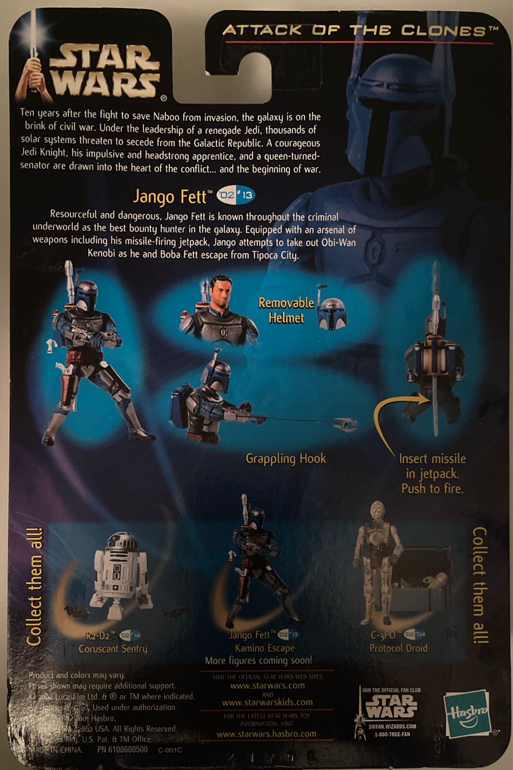 #02/13 Jango Fett (Kamino Escape) - Hasbro (2002-2003 Star Wars Saga) action figure collectible [Barcode 076930849538] - Main Image 2