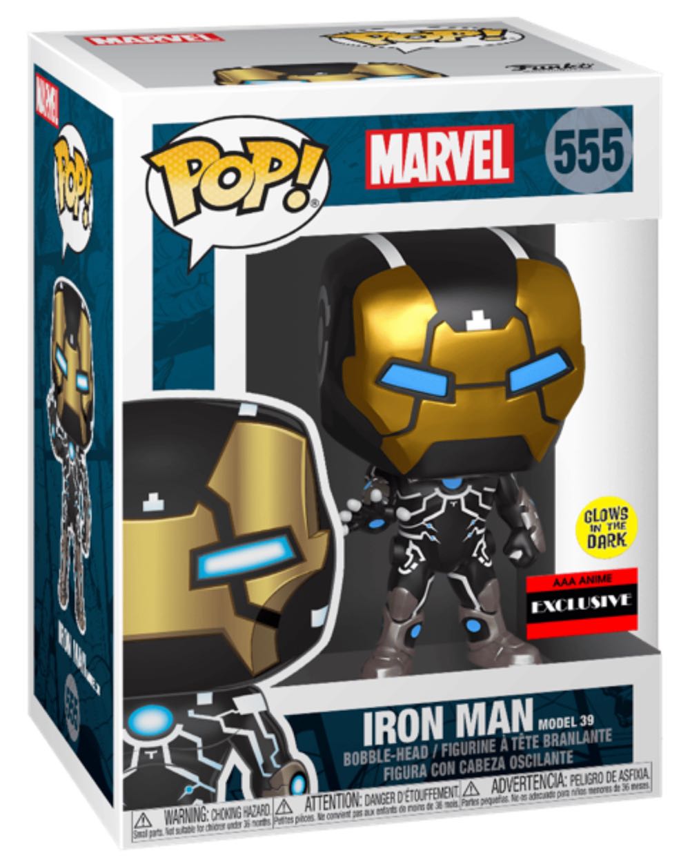 Iron Man Model 39 (Marvel) 555 Glows In The Dark/ AAA Anime Exclusive  action figure collectible [Barcode 889698439657] - Main Image 2