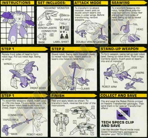 Transformers G1 Seawing Seacons Piranacon - Hasbro (Generation 1) action figure collectible - Main Image 3