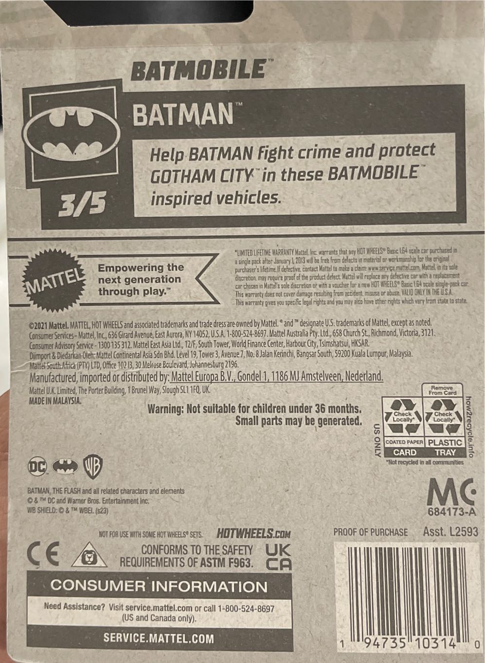 Hot Wheels: Batman Brave & The Bold Batmobile (Gold) - Mattel (DC:Batman) action figure collectible [Barcode 194735103140] - Main Image 2