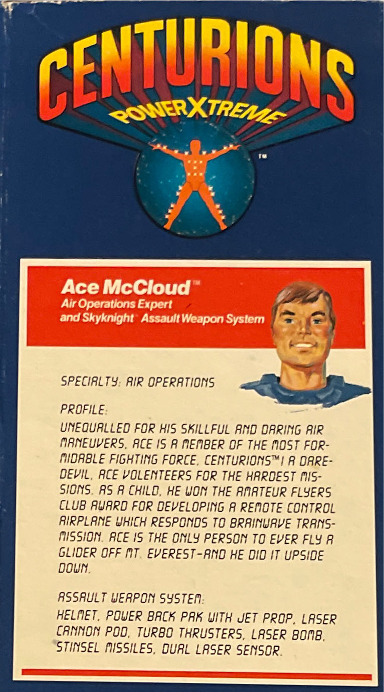 Ace McCloud -Air Operations Expert And Skynight Assault Weapon System - Kenner (Centurions) action figure collectible [Barcode 076281170107] - Main Image 2